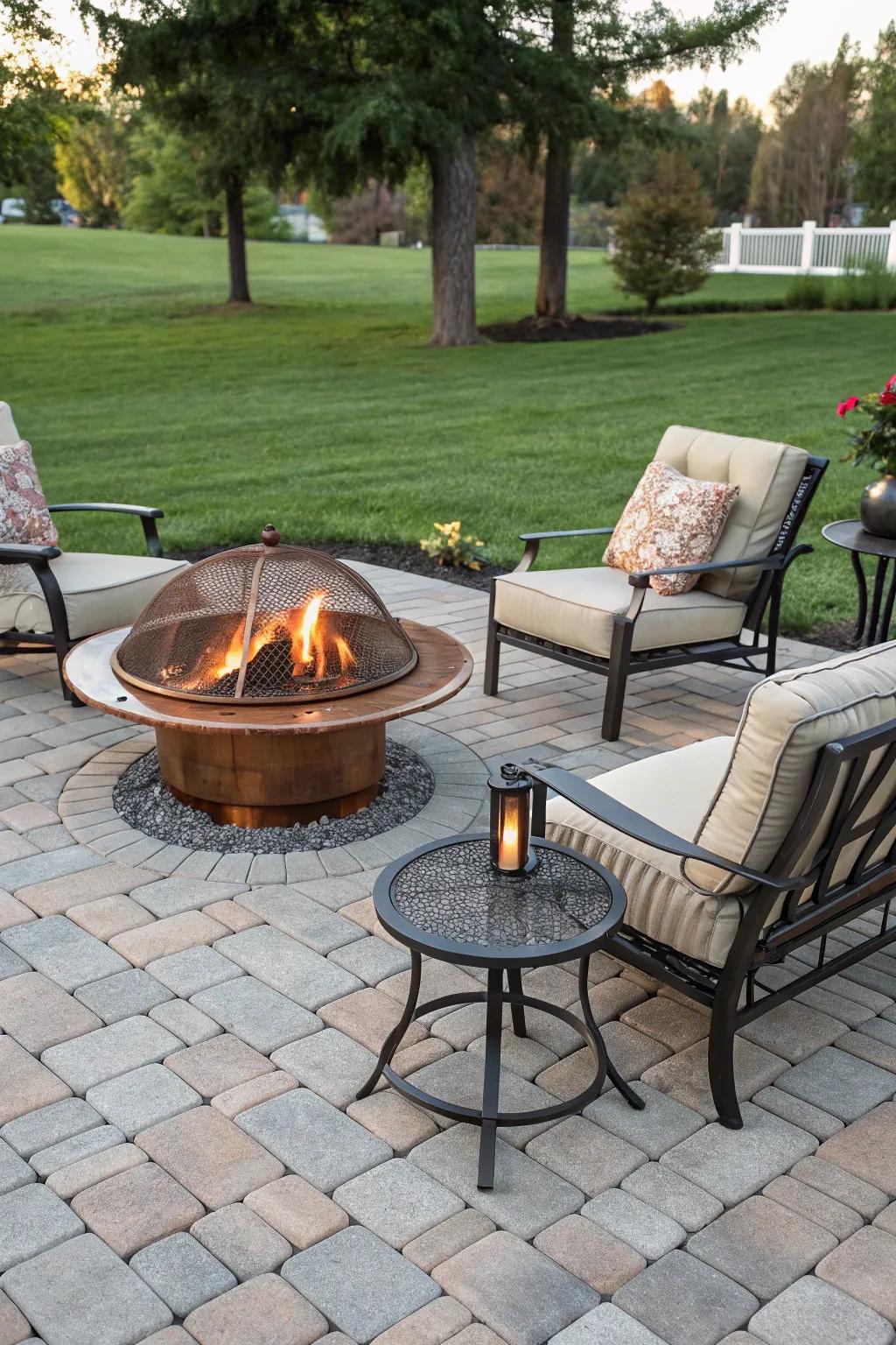 Make a statement with a striking metal fire pit.