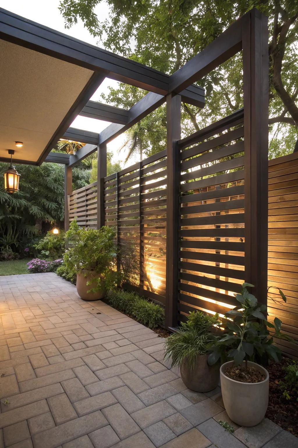 Shadow box fences offer privacy without compromising openness.