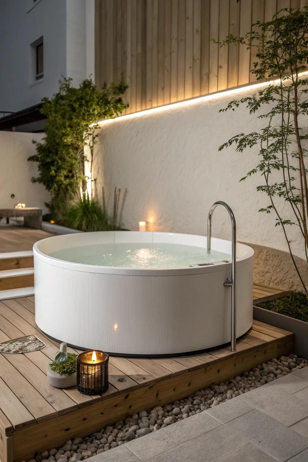 Embrace simplicity with a modern minimalist hot tub design.