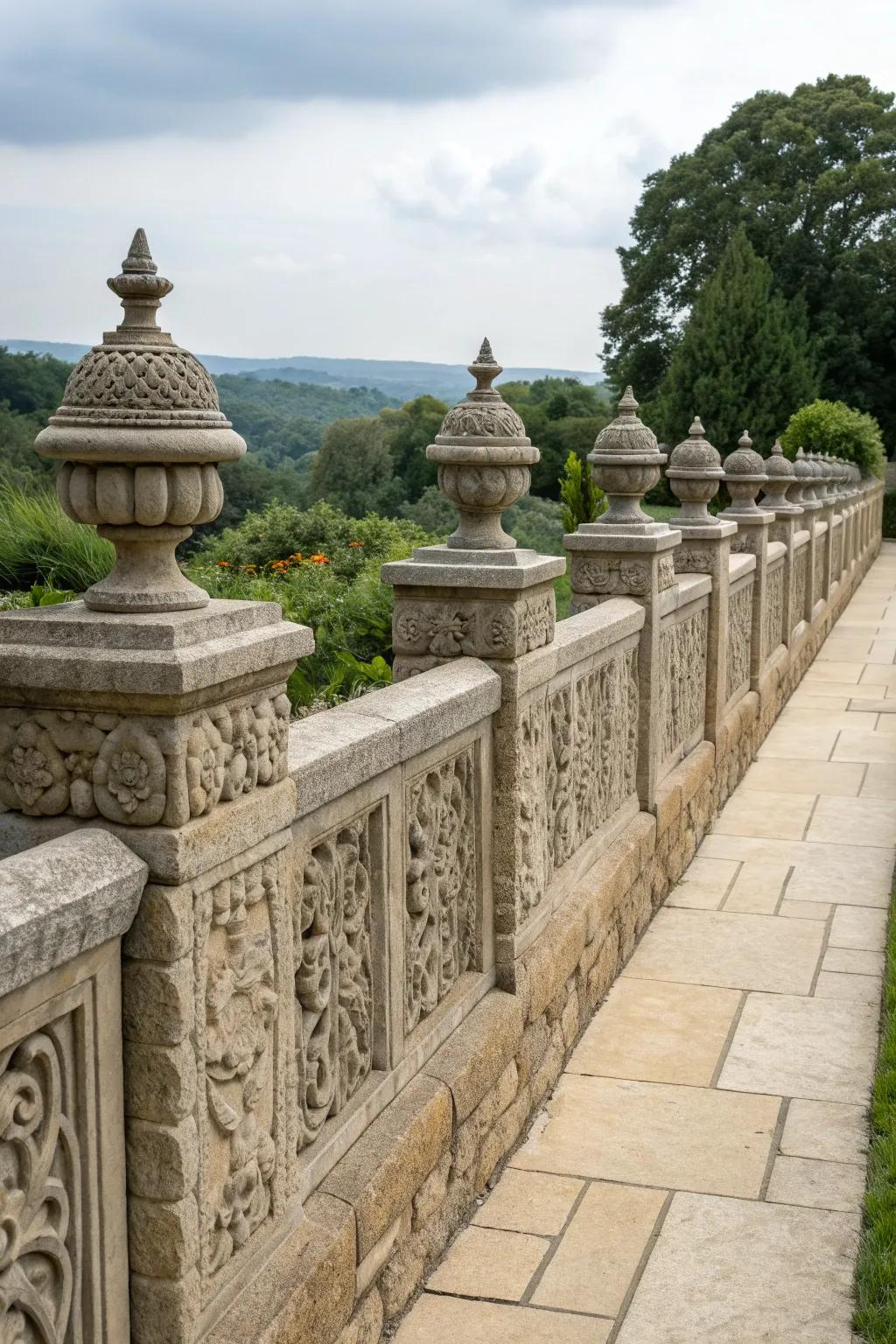 Decorative features on stone walls add a layer of sophistication.