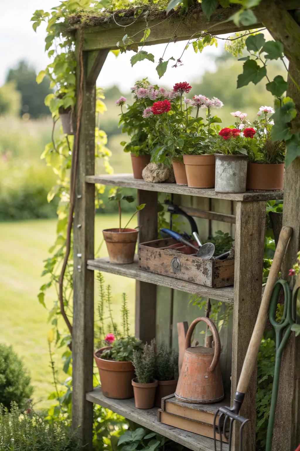 Add rustic charm with natural wooden storage solutions.