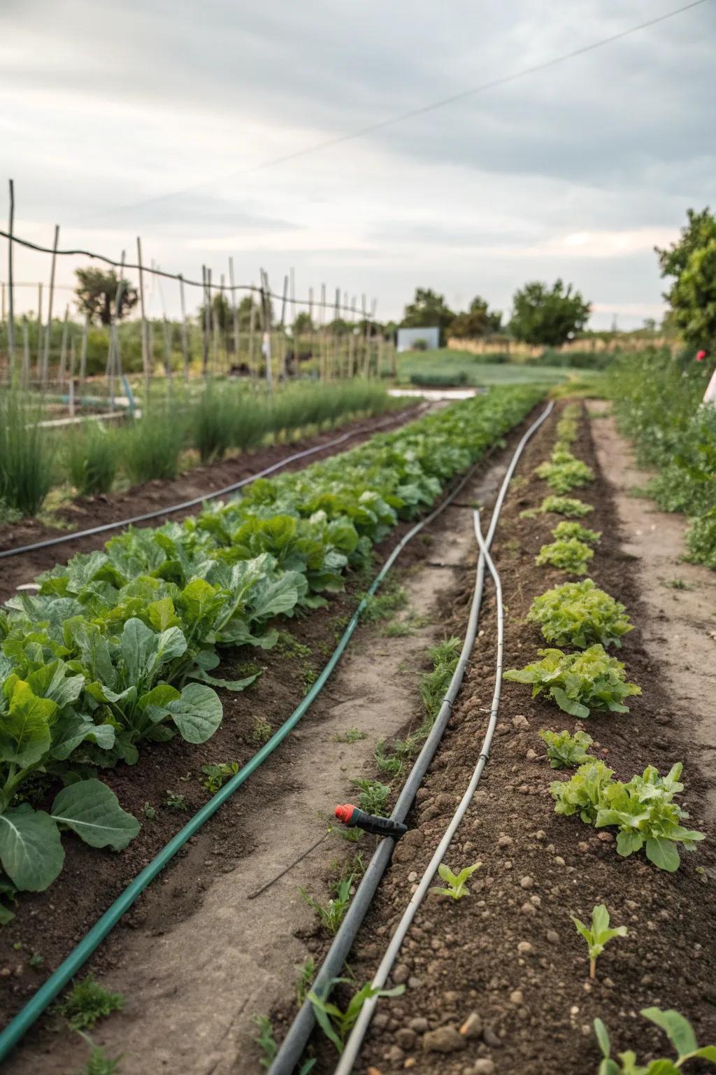 A drip irrigation system providing efficient watering.