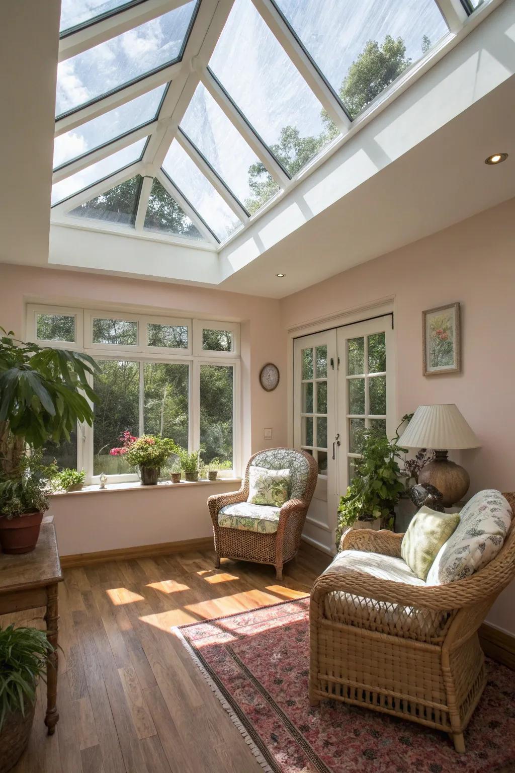 A skylight adds a unique touch to any sunroom.