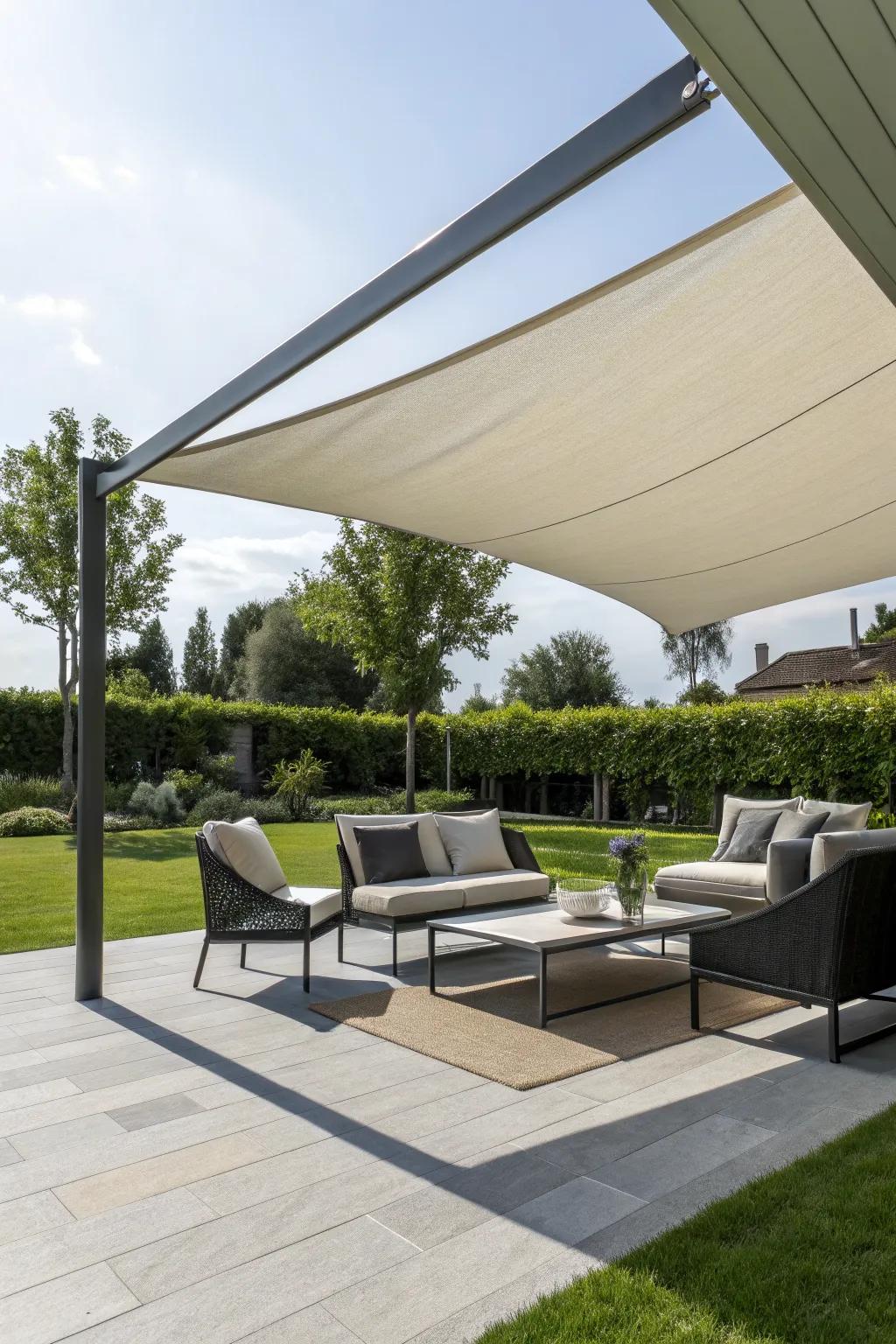 Enjoy adjustable shade with a retractable sail.