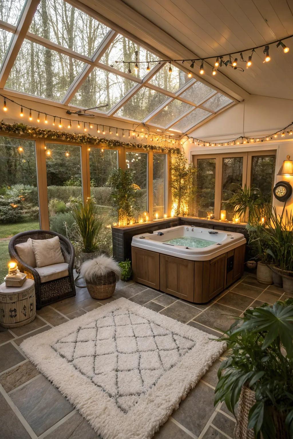 Elegant decor adds a touch of sophistication to the sunroom.