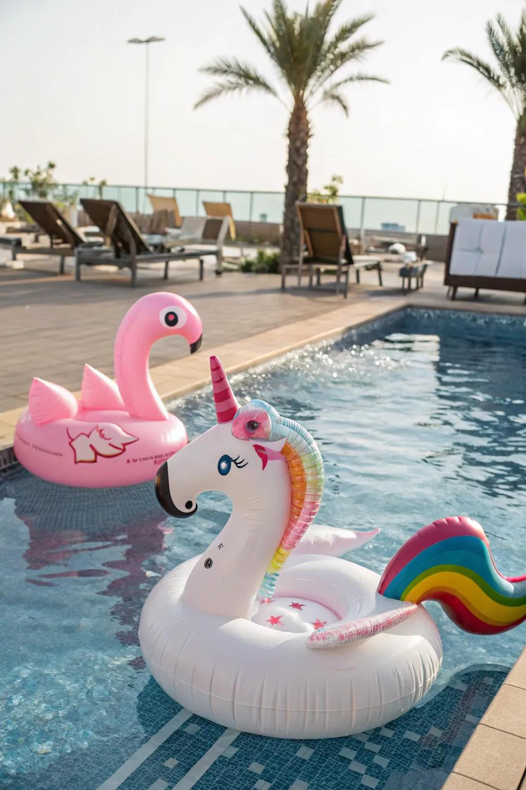 Giant inflatables bring fun and flair to the pool.