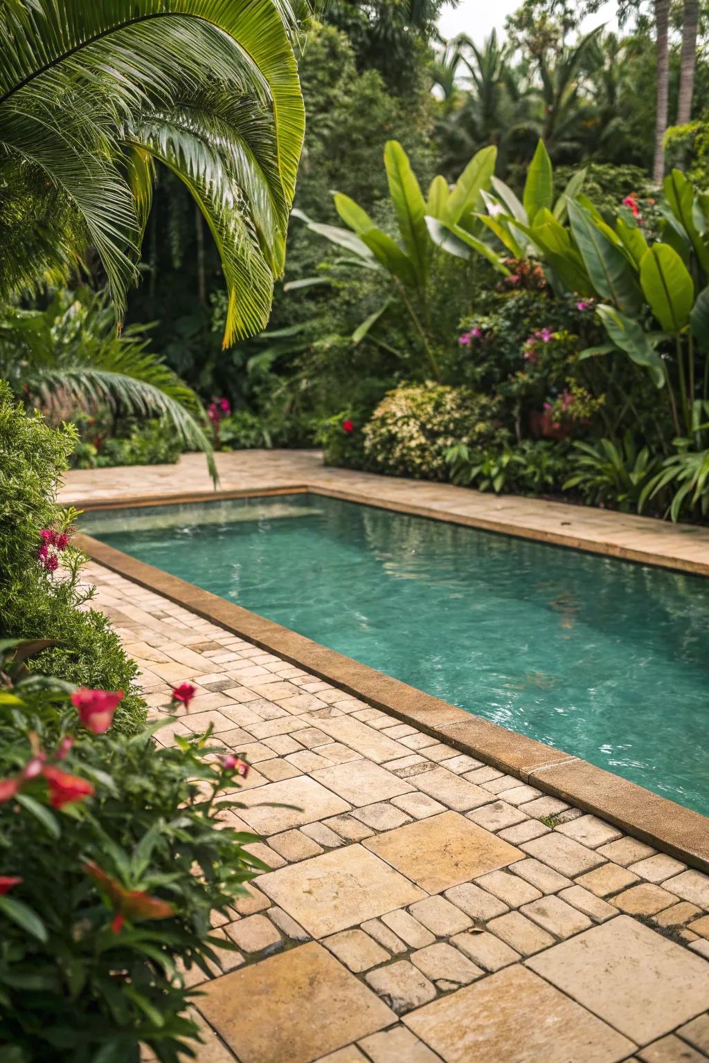 Sand tones give your pool a relaxing, beach-like feel.