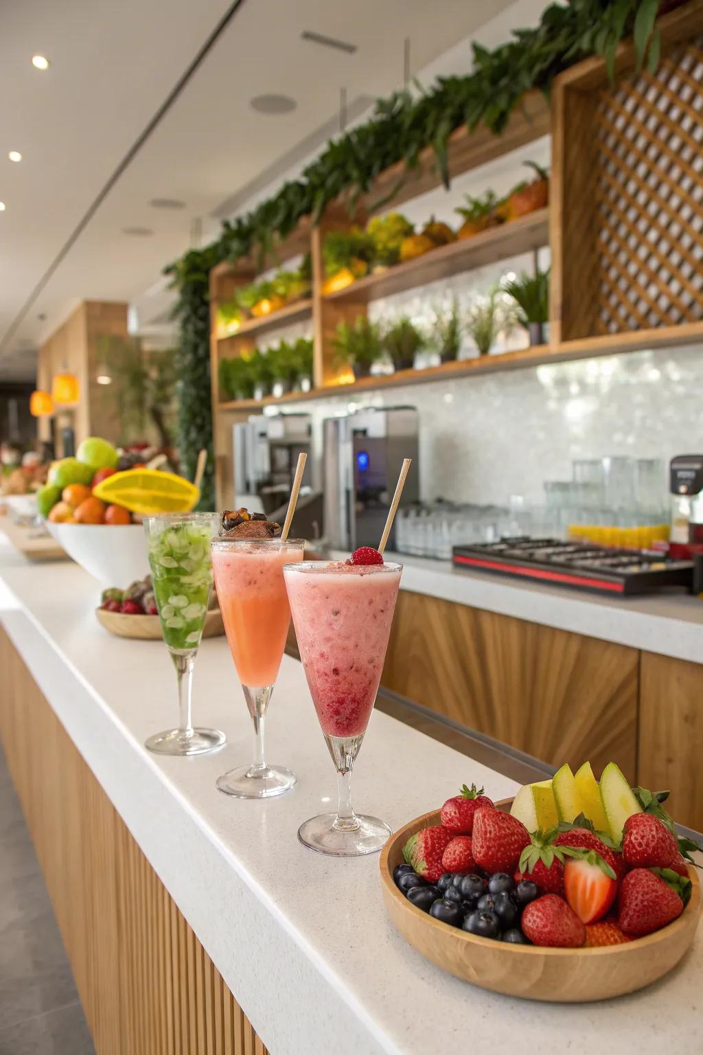 Refreshing drinks served in style keep the spa party vibe going.