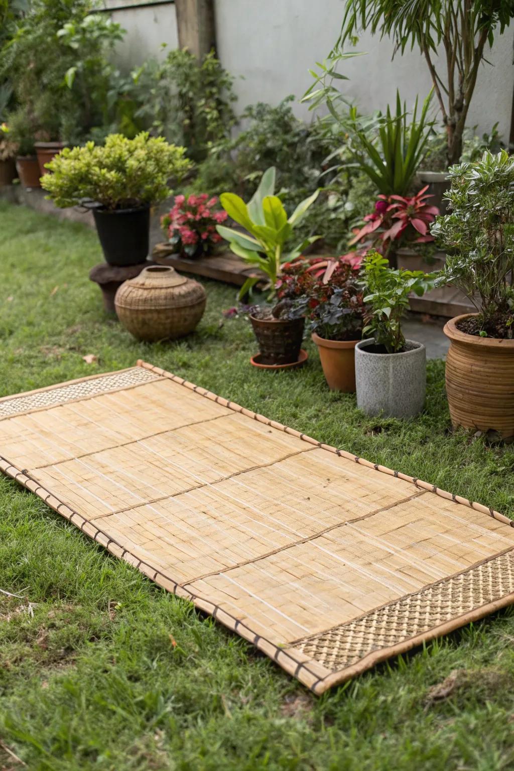 Bamboo mats harmonize with the garden and are easy to manage