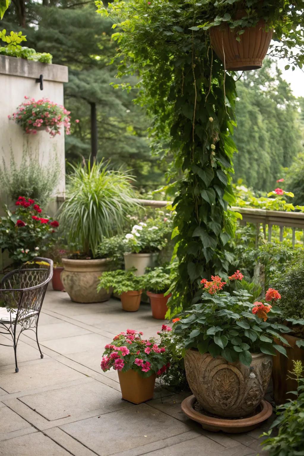 Liven up your patio with lush greenery.