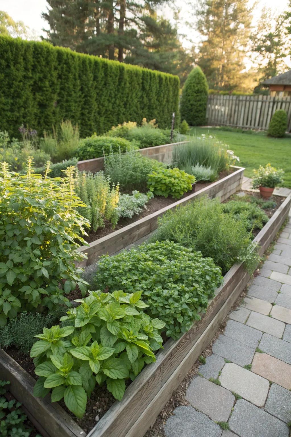 A herb haven that is both fragrant and functional.