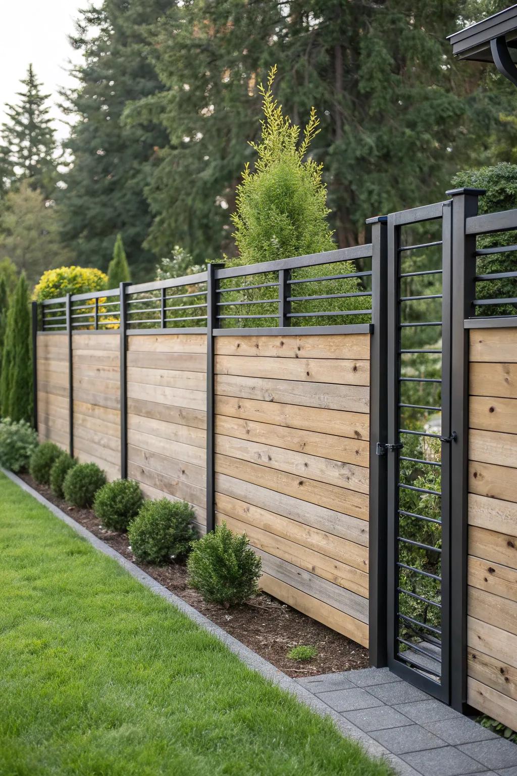 Combine materials for a contemporary and stylish fence.