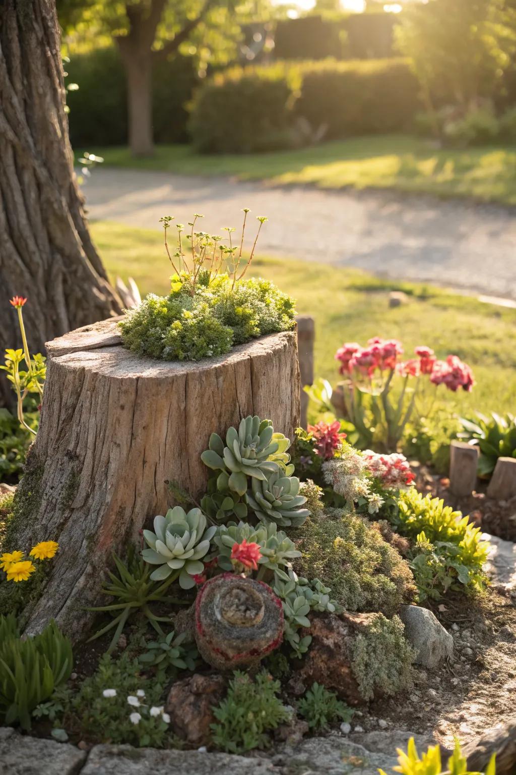 Succulents create a serene and low-maintenance display.