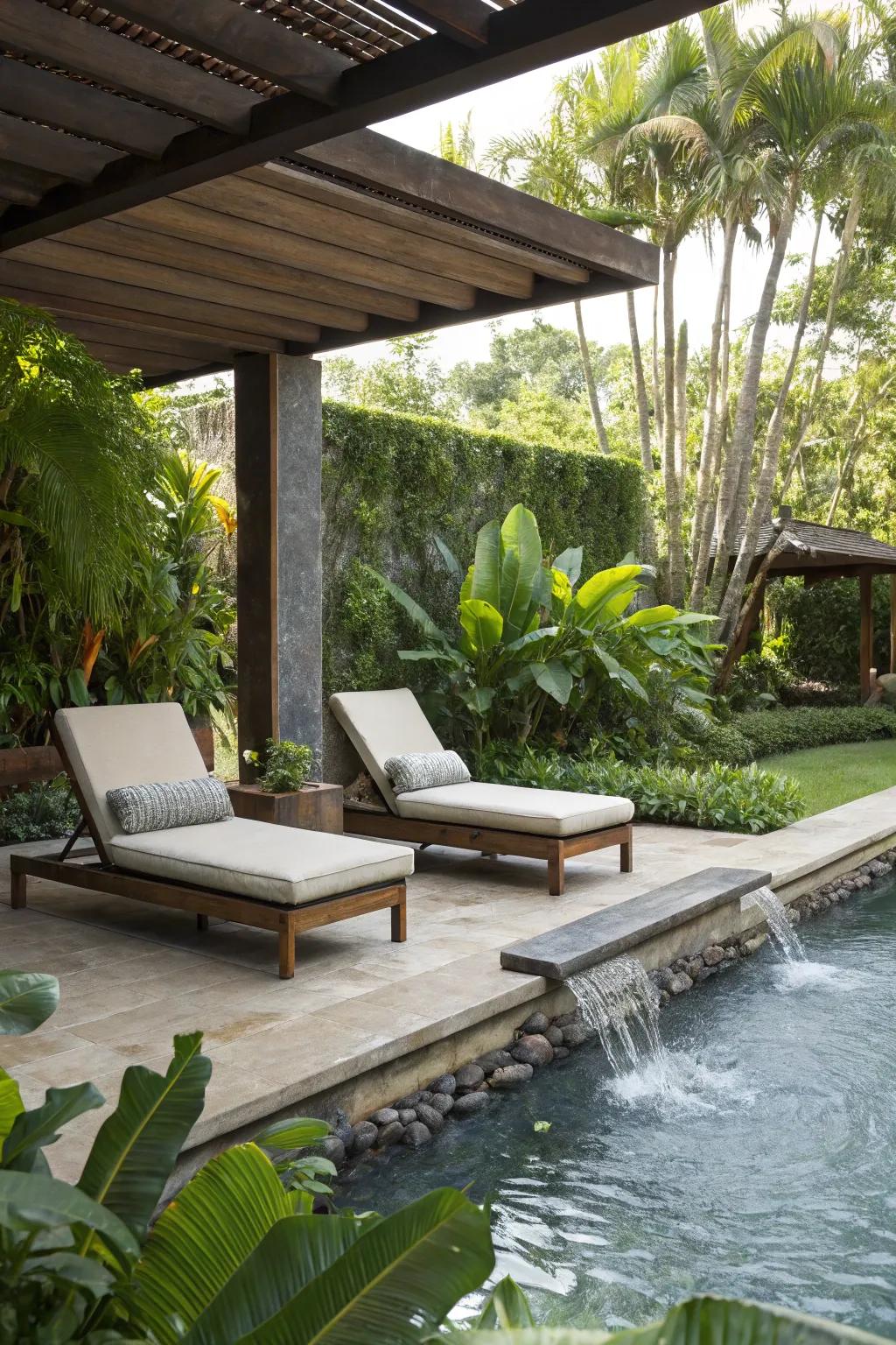 Relax in style with comfortable outdoor furniture in your garden.