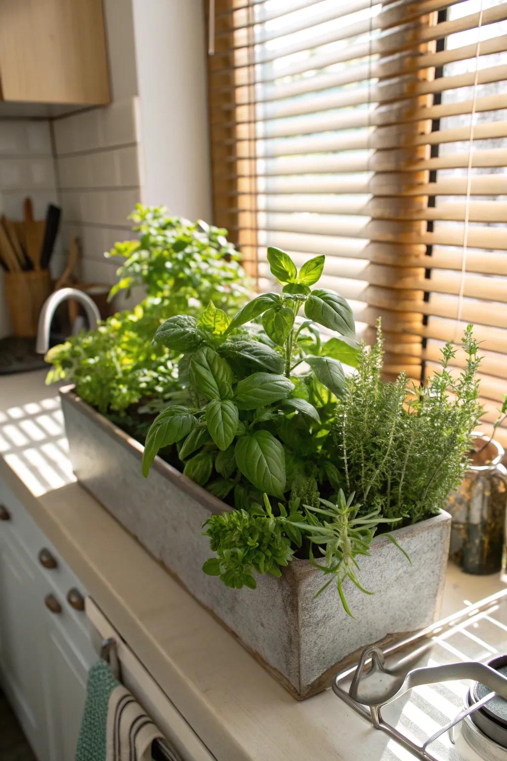 Herb garden trough offering fresh flavors at your fingertips.