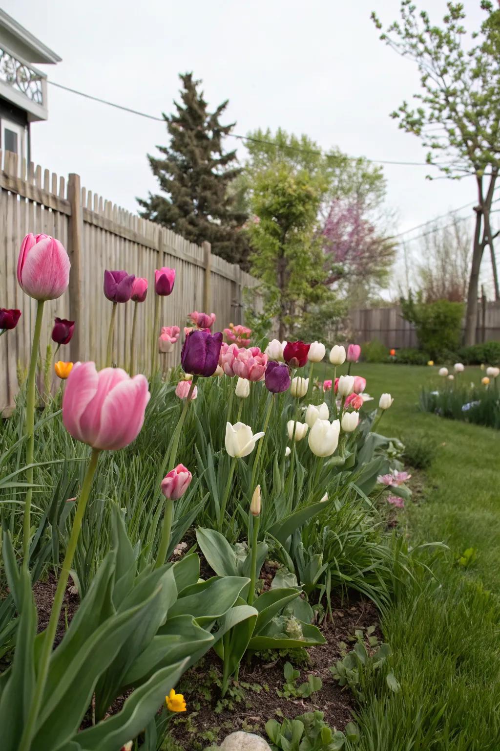 Tulips with layered heights add dimension and interest.