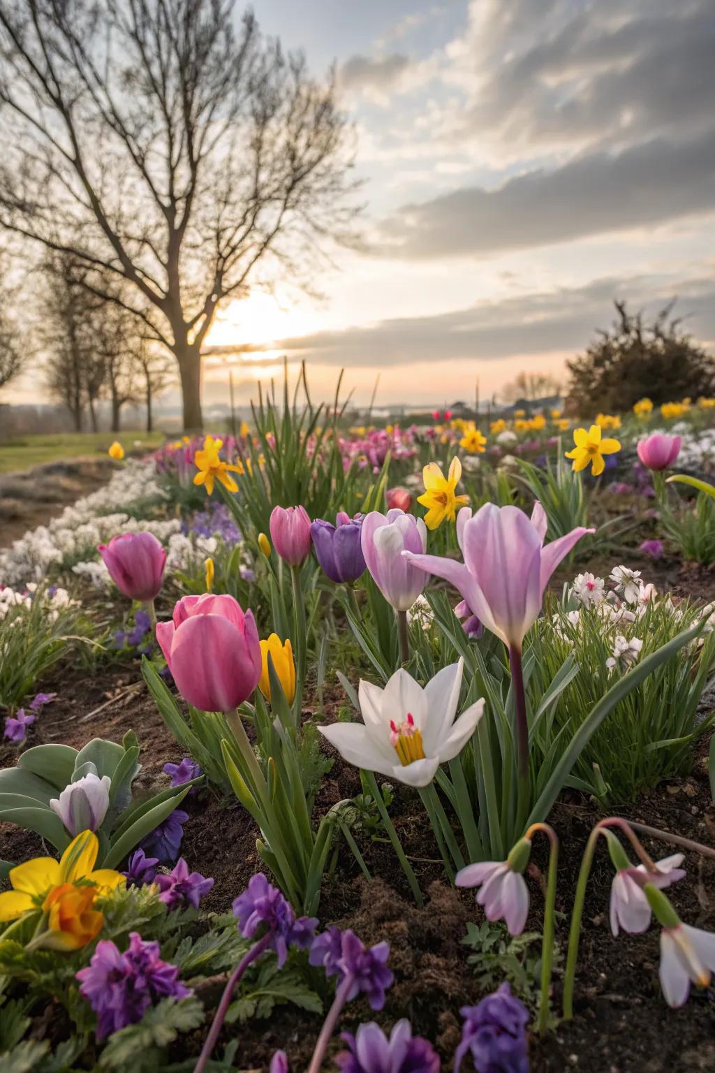 Seasonal blooms create a dynamic and colorful garden display.