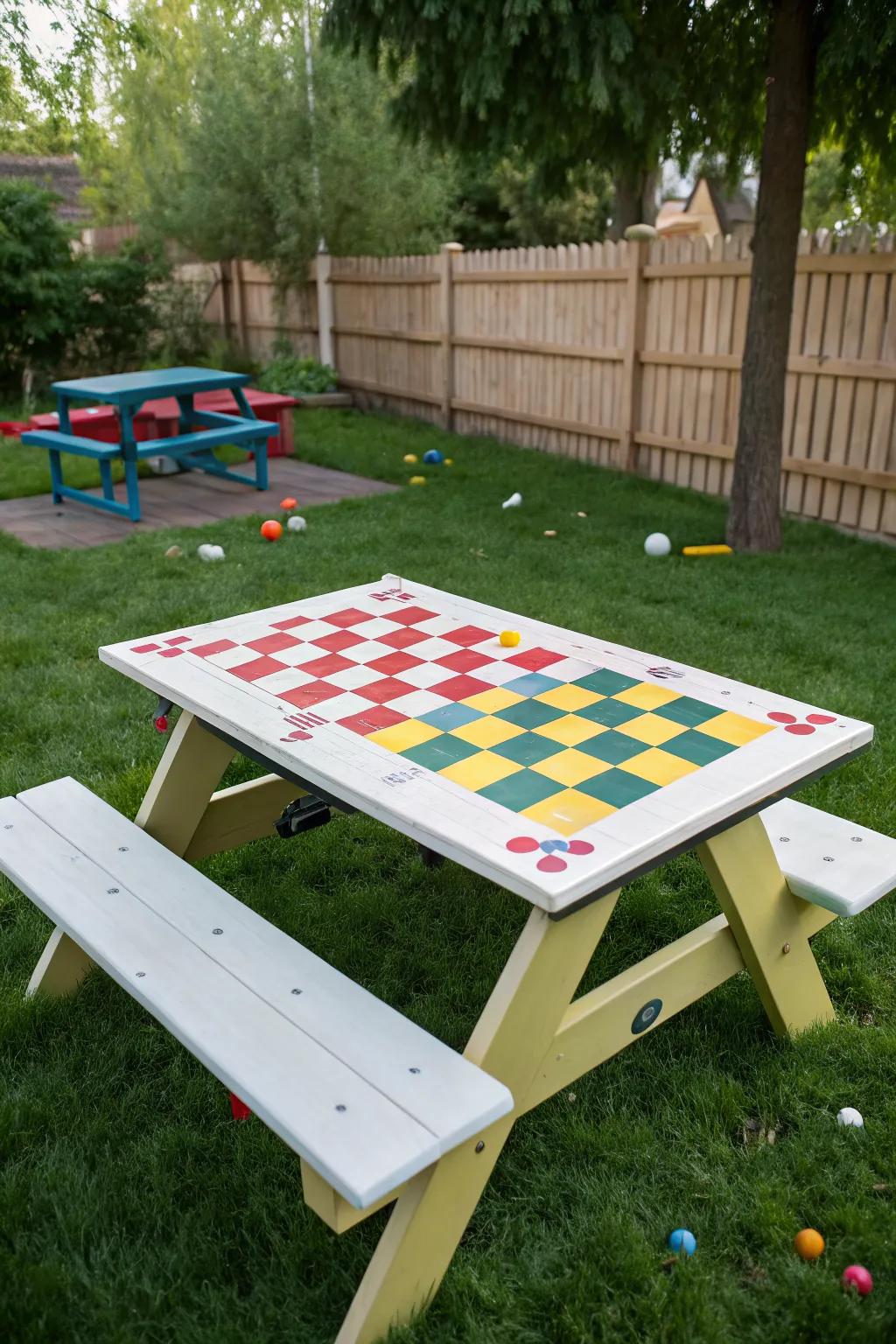 A checkerboard design adds a playful element to your table.