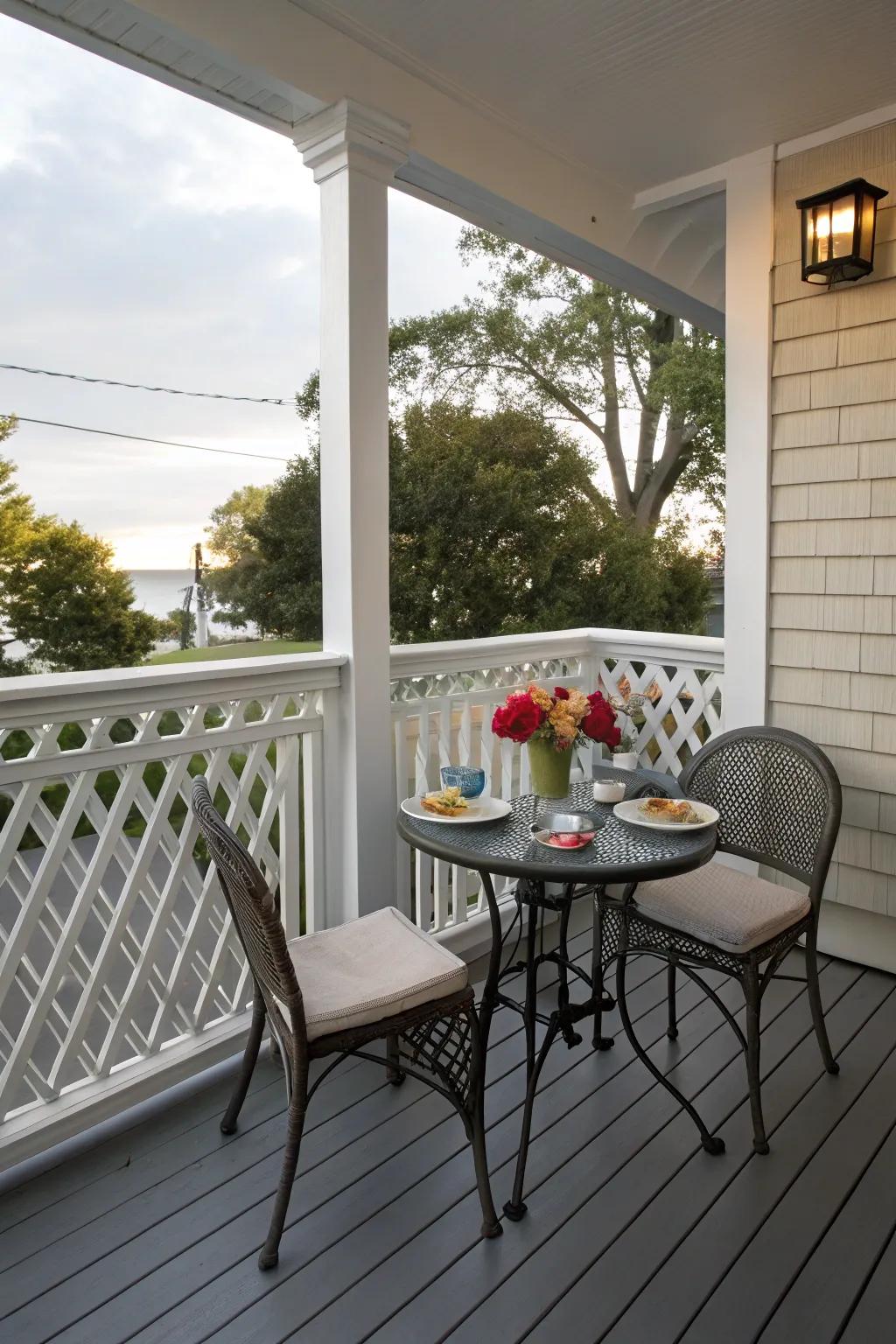 A small table transforms your porch into a delightful dining spot.