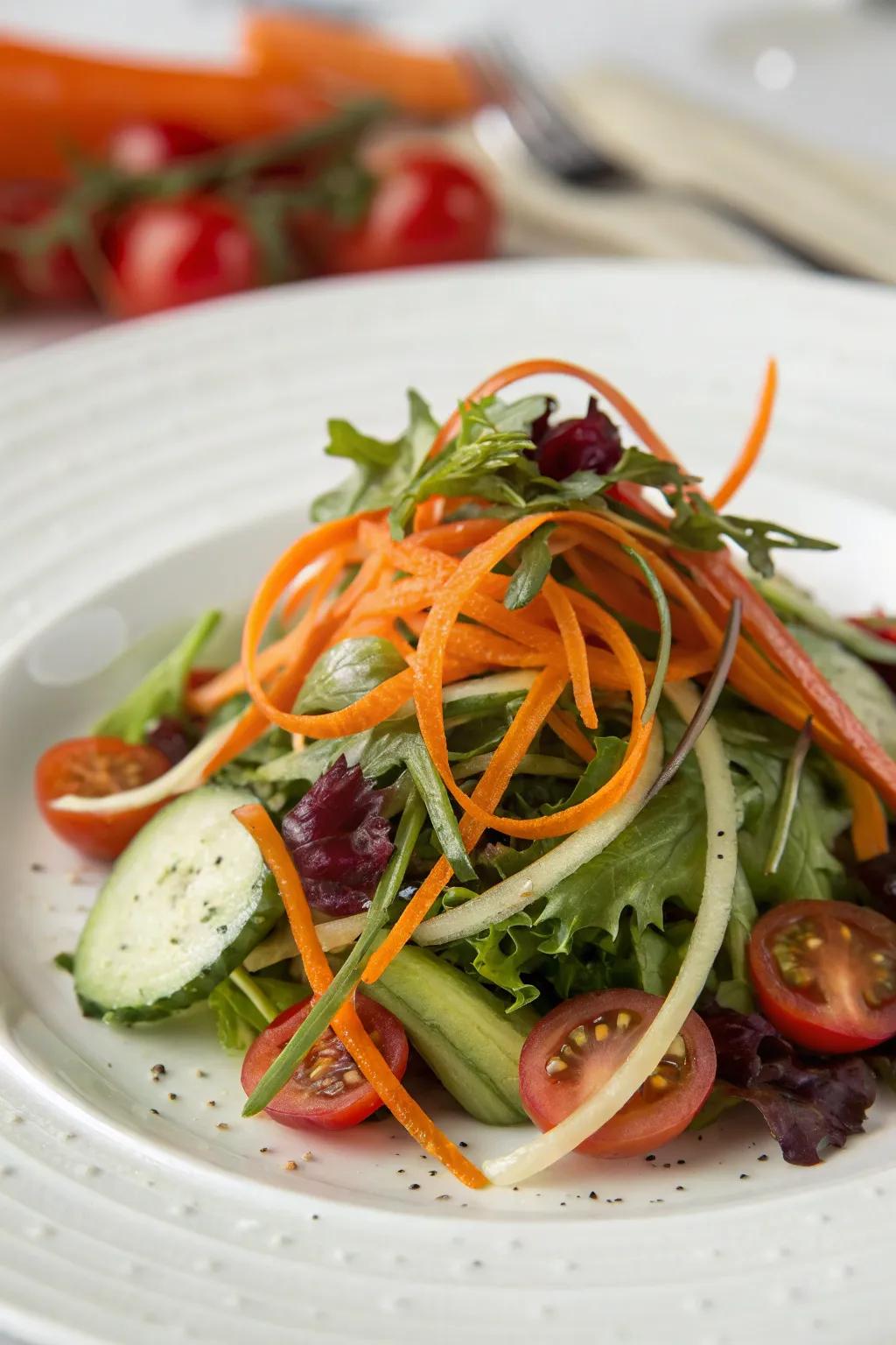 Sweet carrot ribbons add color and texture to salads.