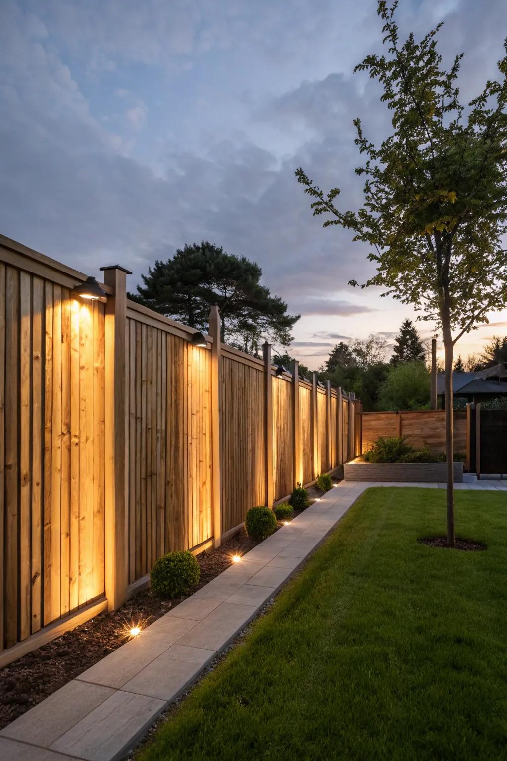 Built-in lighting transforms fences into night-time masterpieces.