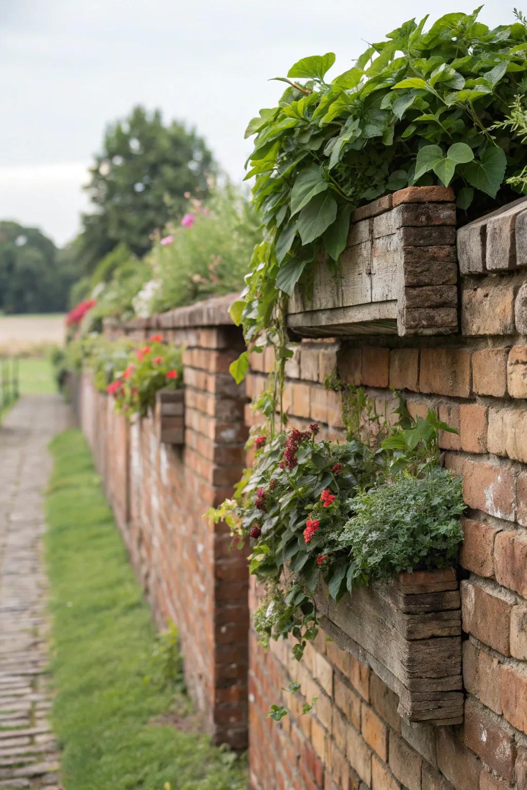 Brick walls and greenery create a perfect natural blend.
