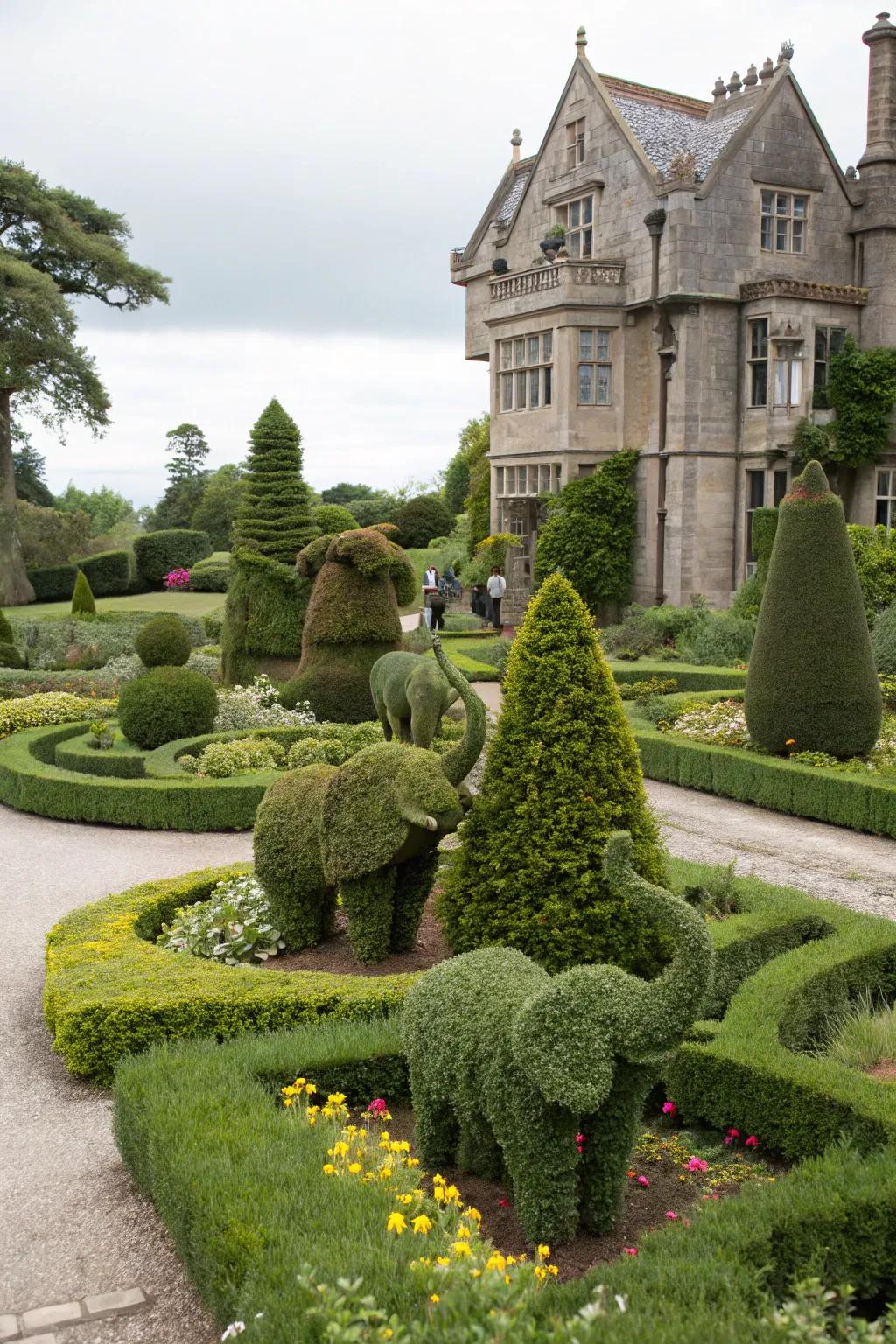 Topiaries add elegance and artistry to the landscape.