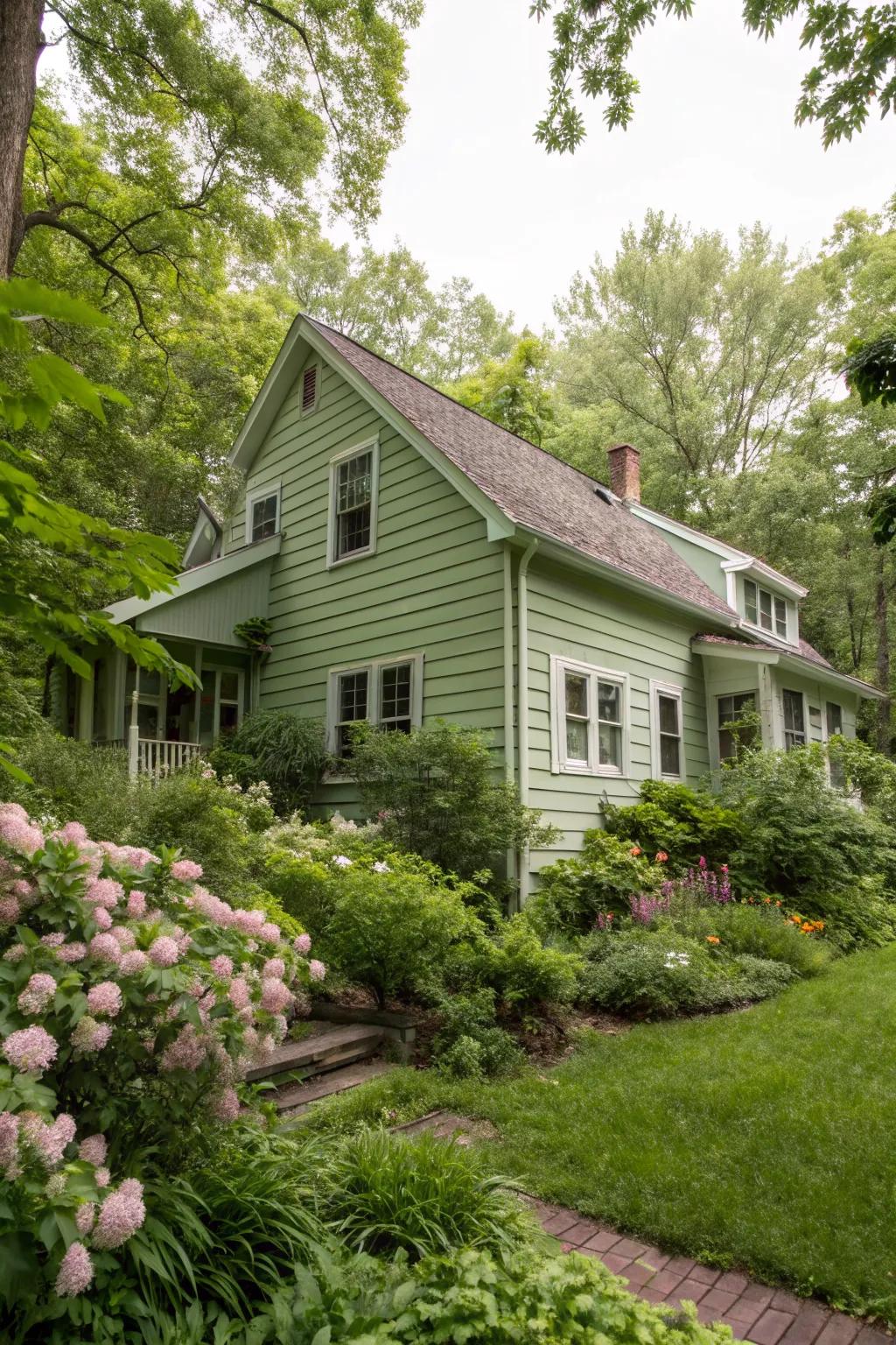 Soft sage creates a tranquil and soothing exterior.