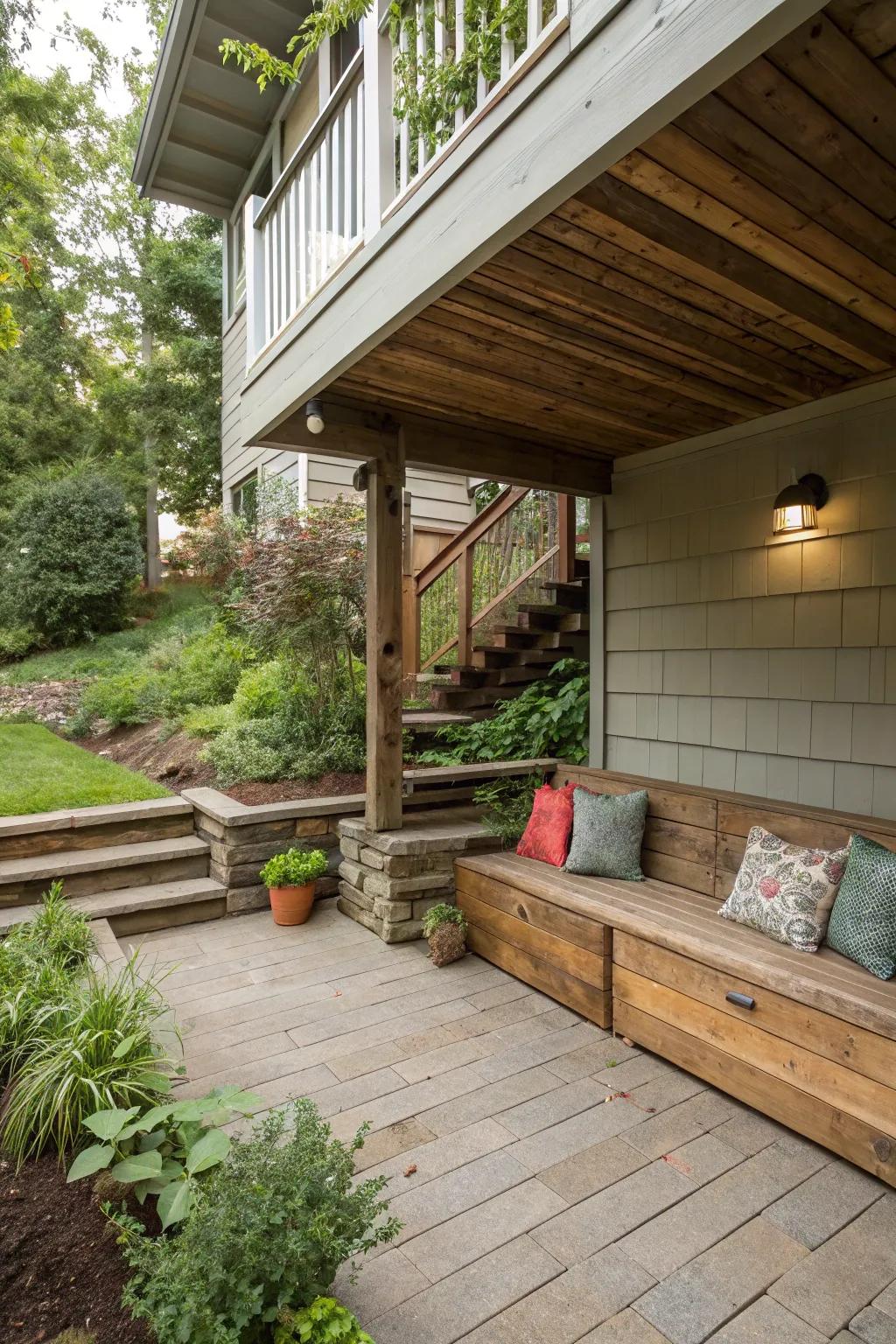 Built-in seating offers a sleek and functional design.