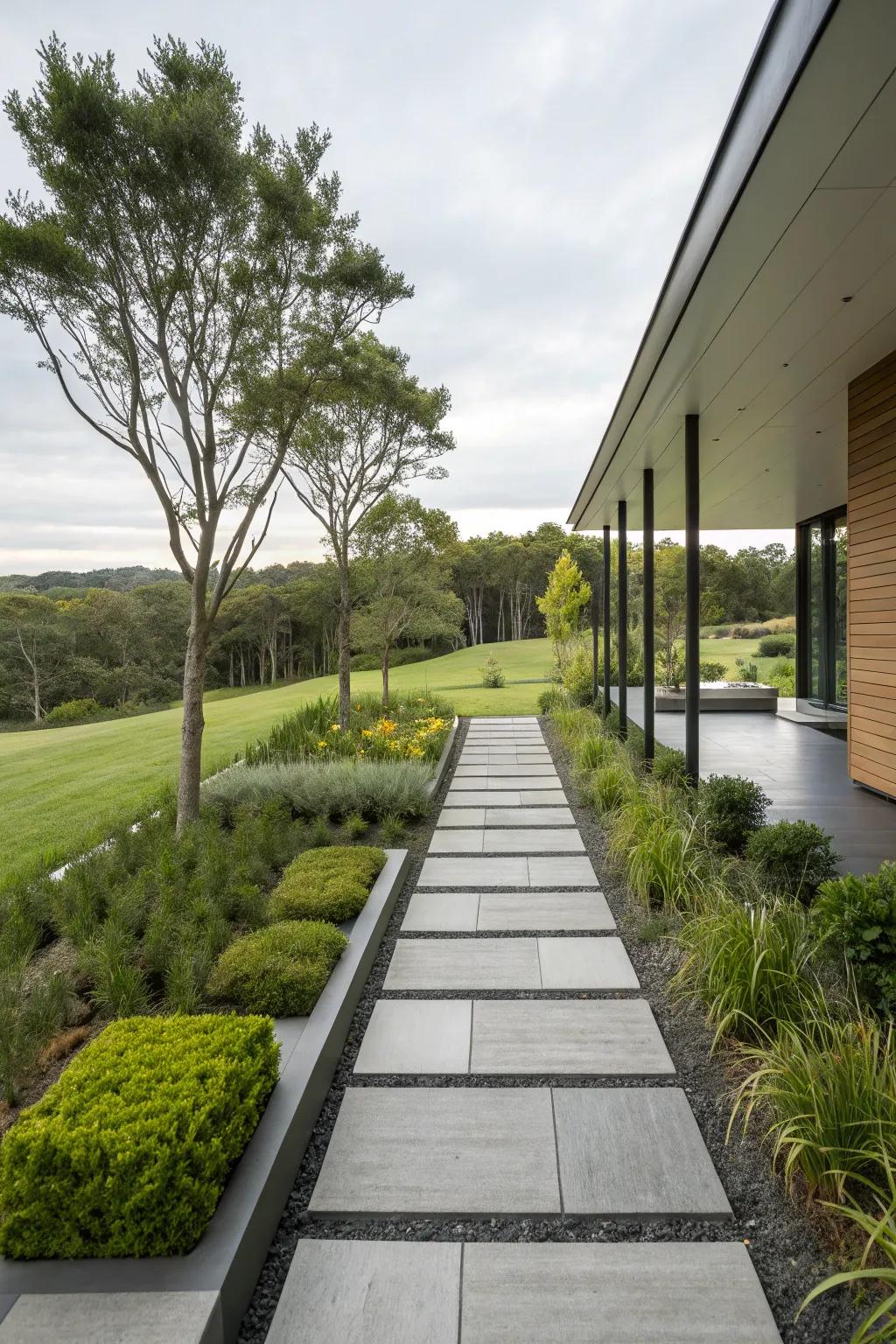 Modern garden walkway with sleek design