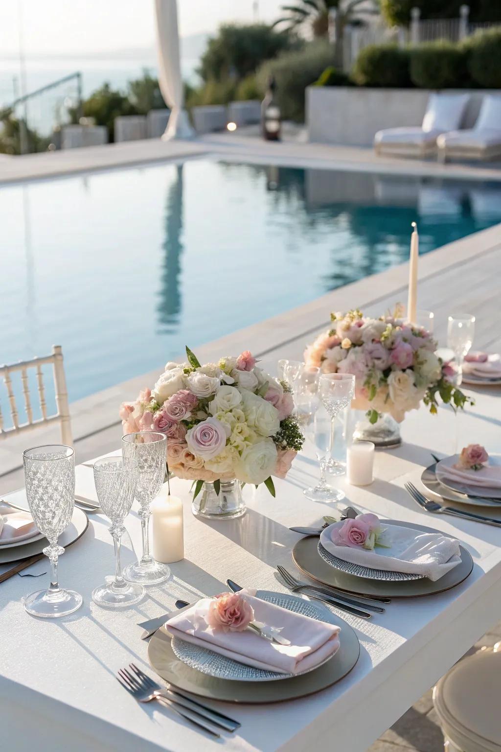 Dine in style with a poolside setting.