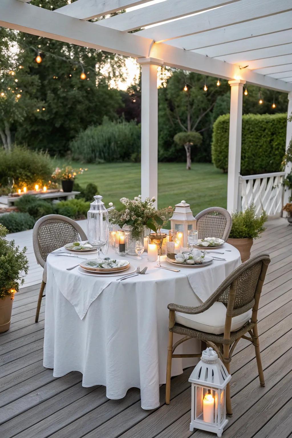 Dine under the stars on a beautifully set deck.