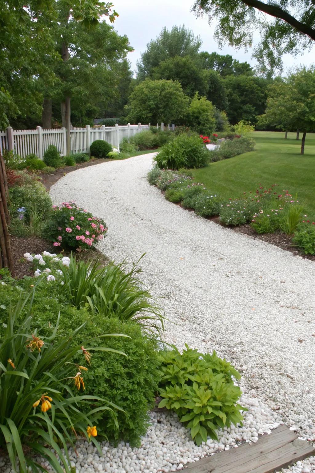 Eco-friendly porous gravel driveway.