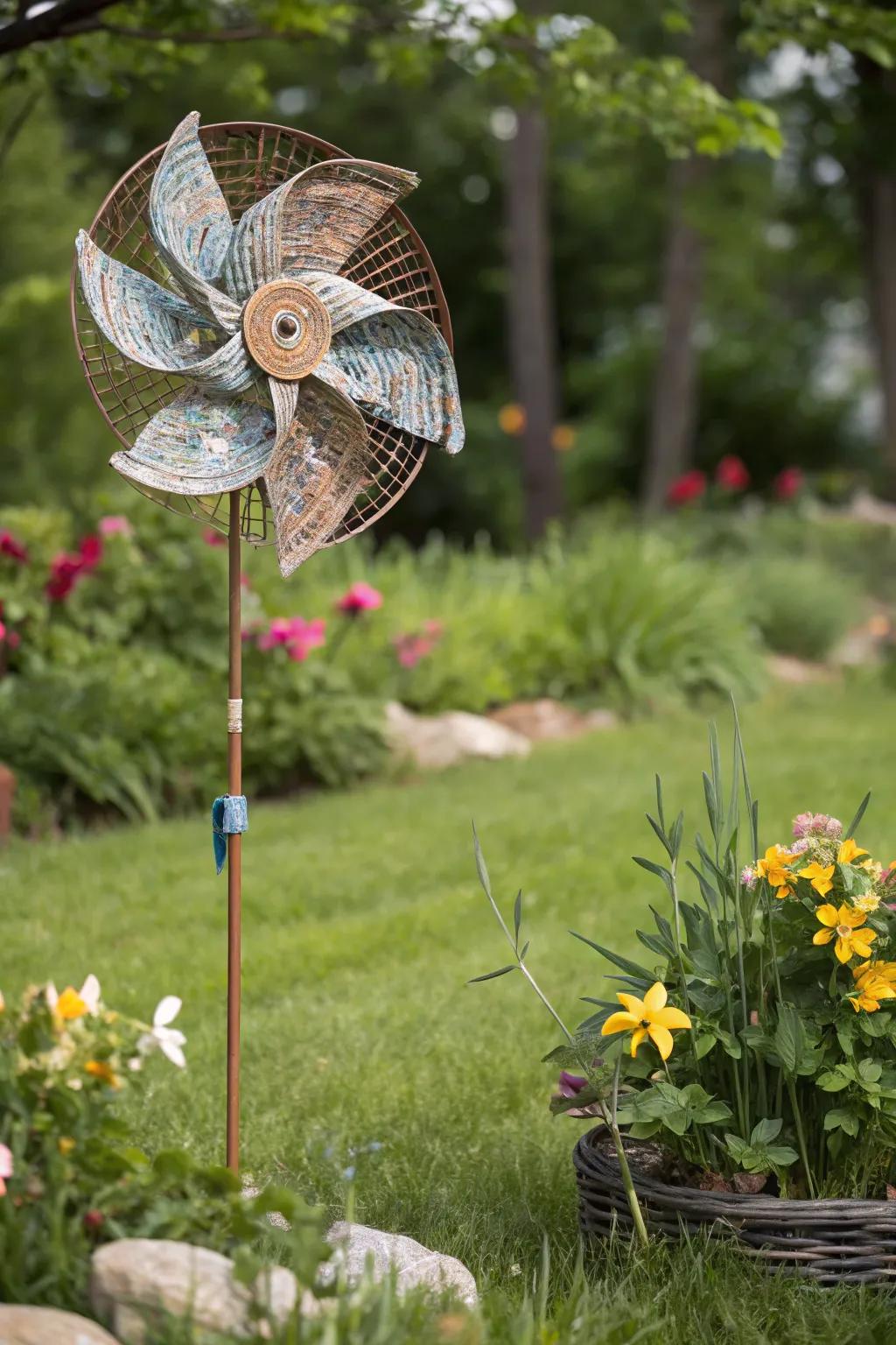 Recycled wind spinners are eco-friendly and uniquely charming.