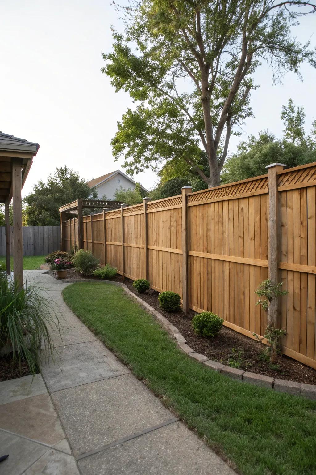 Solid board fences provide maximum wind protection and privacy.