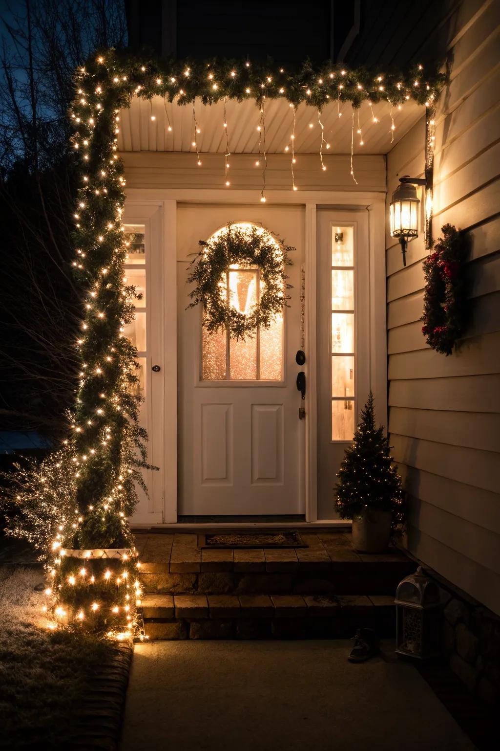 Brighten your entrance with twinkling festive lights.
