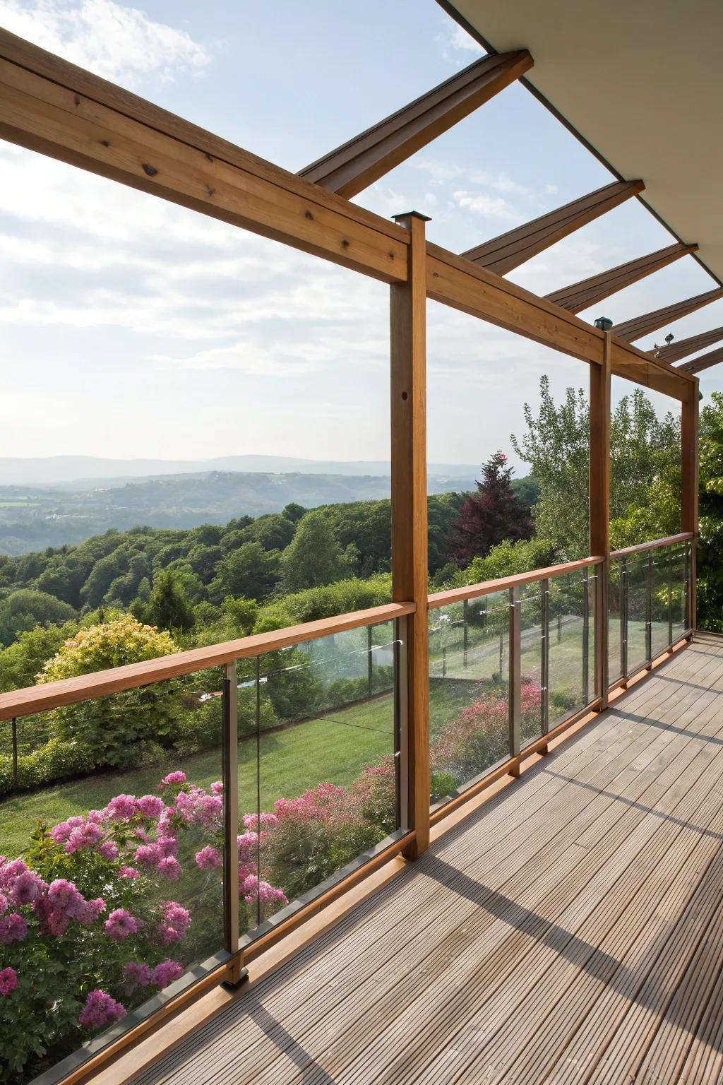 Glass panels create an illusion of openness while maintaining safety.