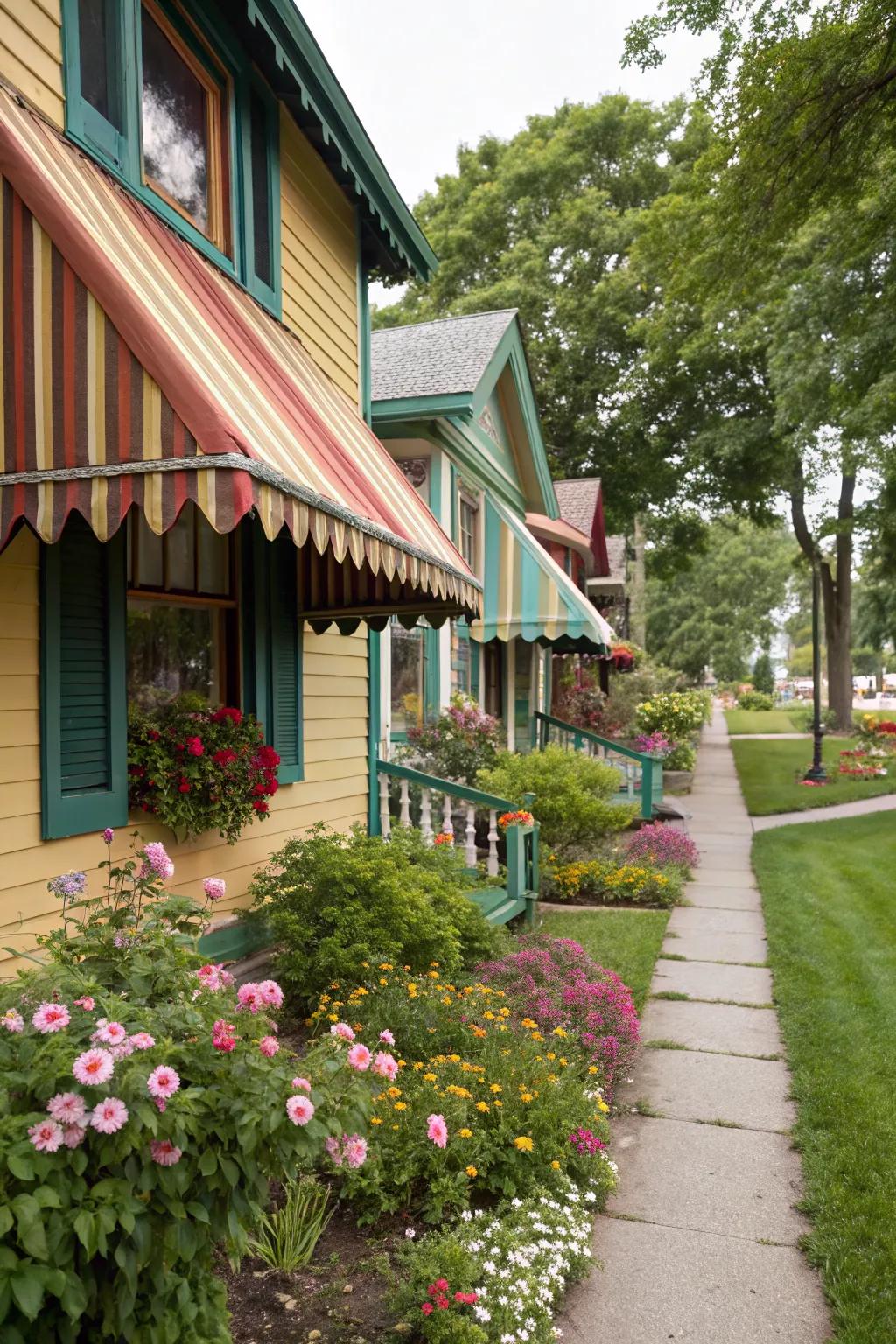 Painted wood awnings offer a personalized touch to complement any home exterior.