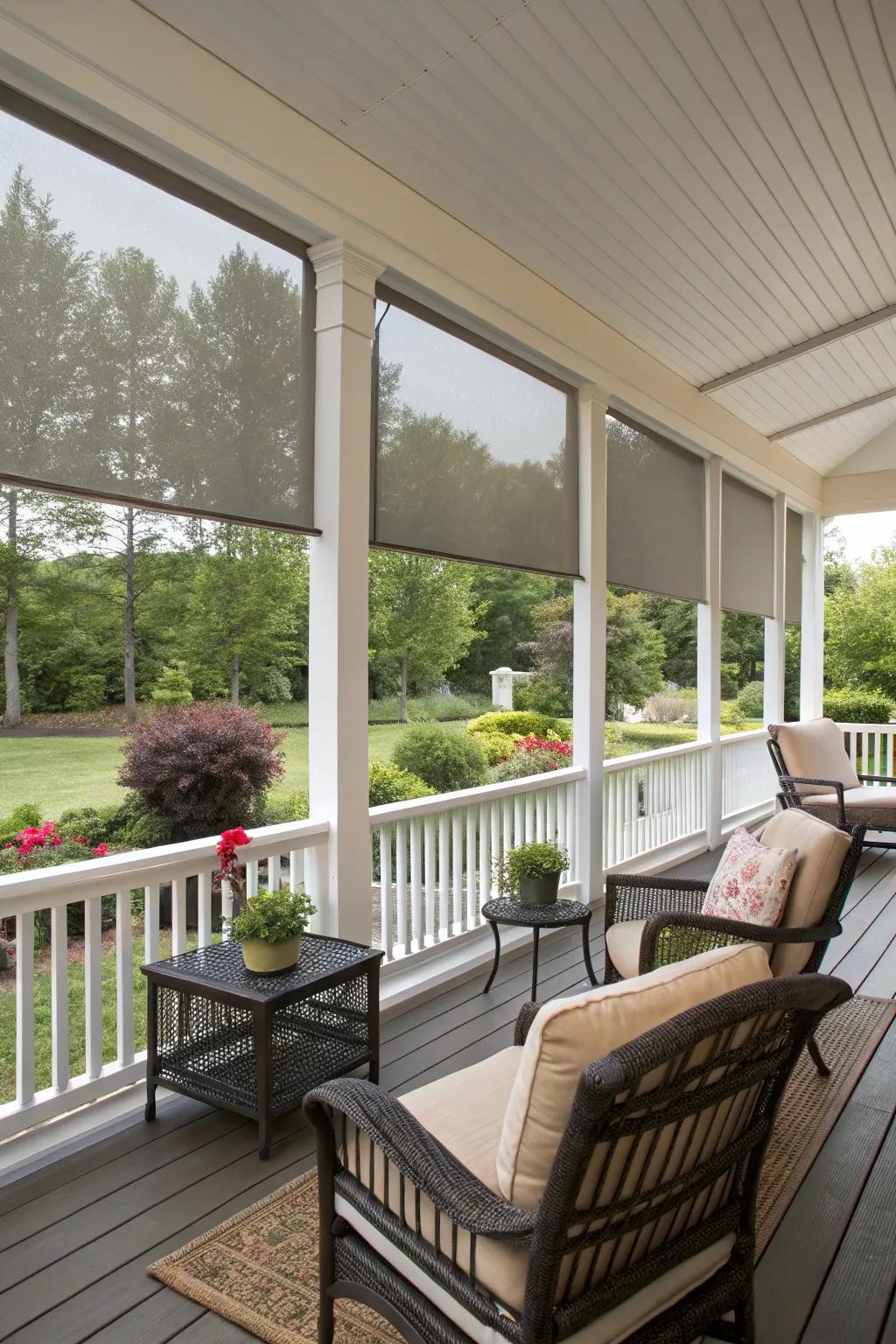 All-weather comfort with screens on a wrap around porch