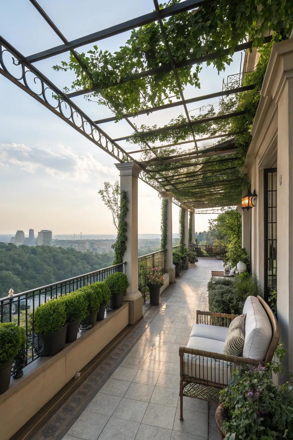 A pergola offers shade and style.