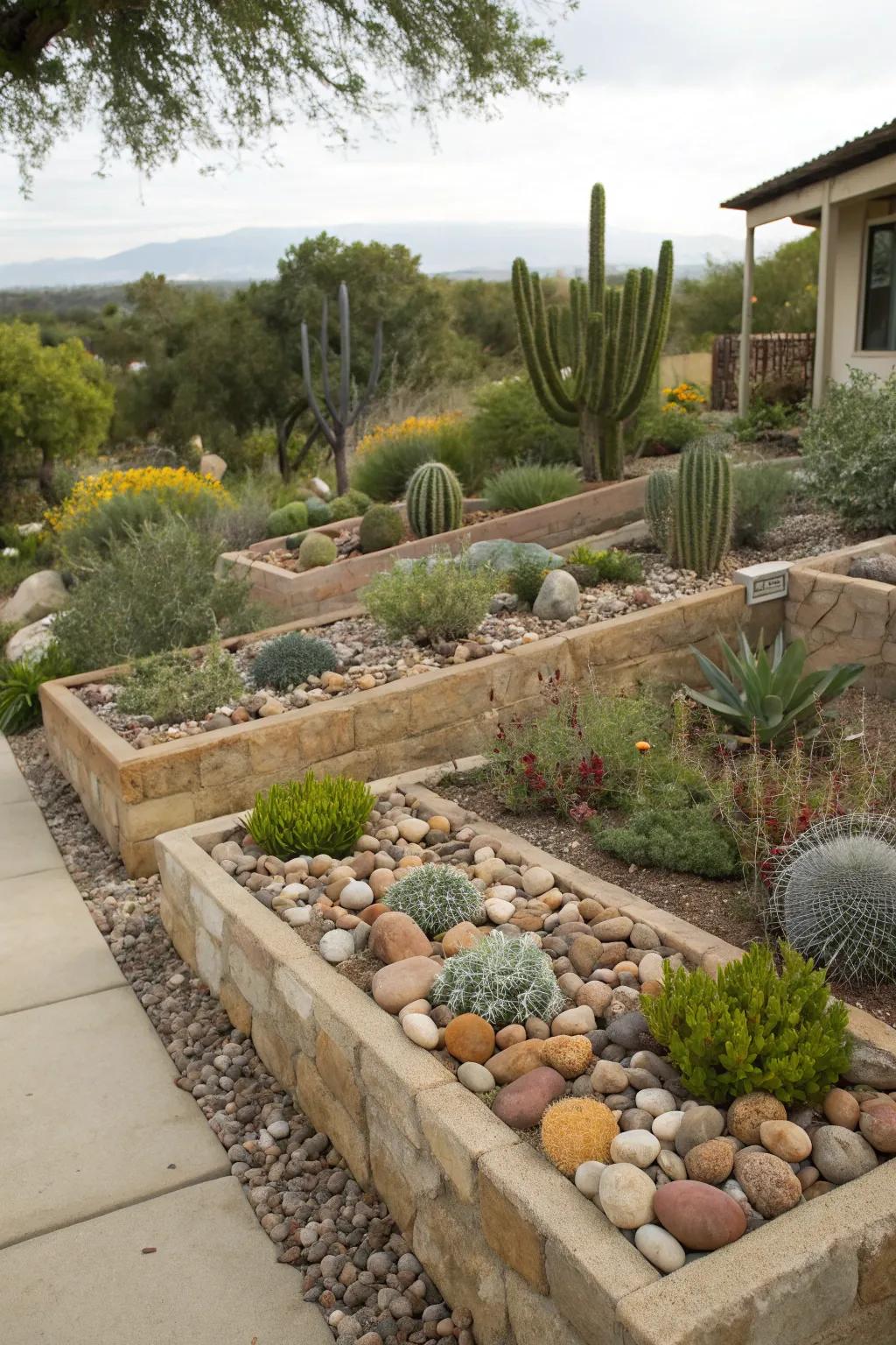 Raised beds offer structure and easier plant management.