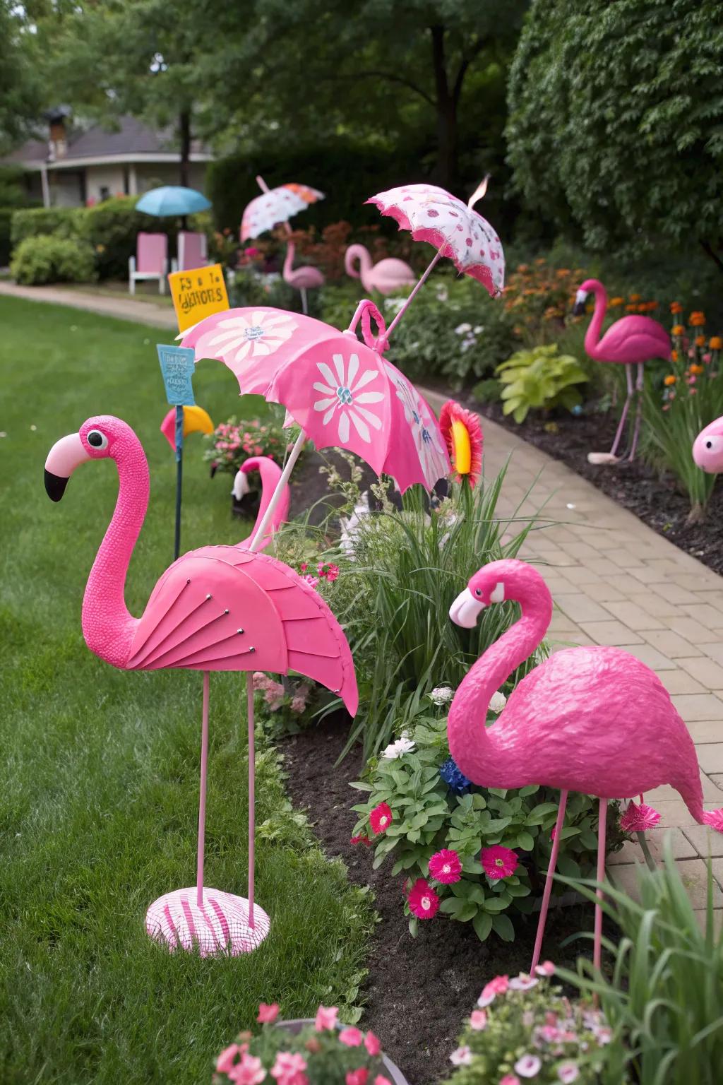Flamingo variations add a whimsical twist to your yard.