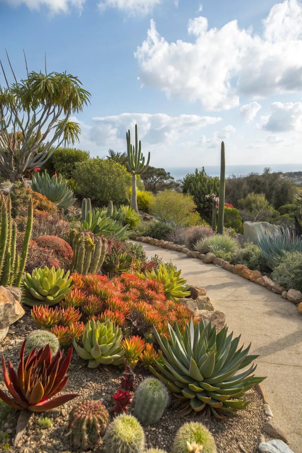 A vibrant succulent garden offering easy maintenance in zone 7.