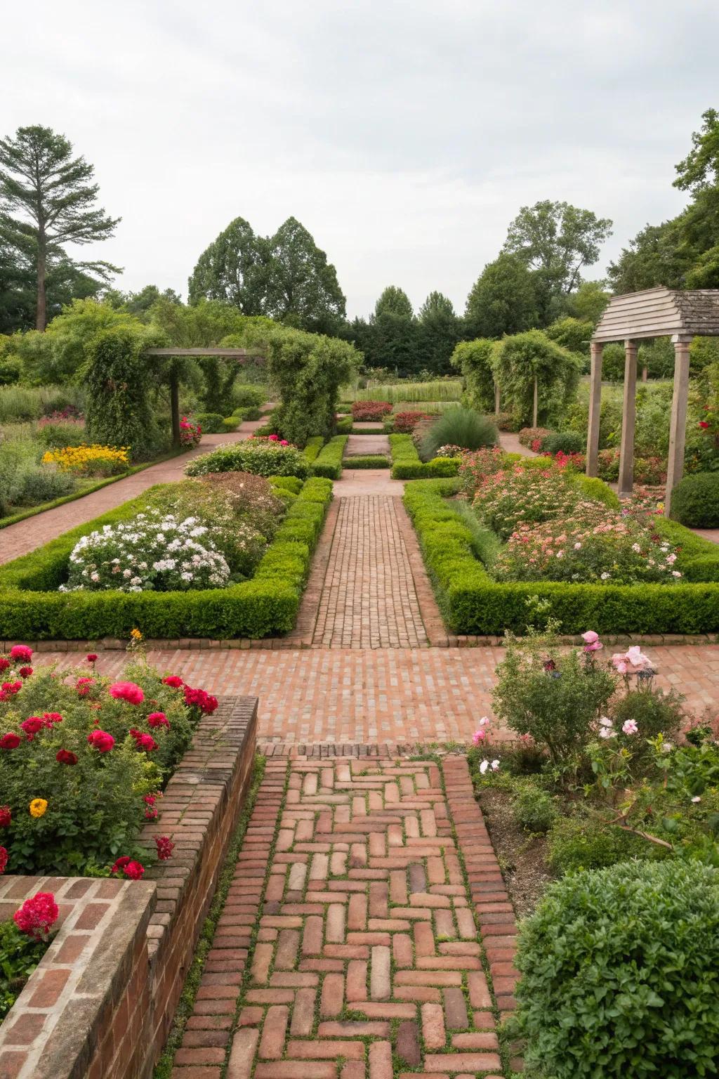 Structured pathways and borders guiding through a zone 9b garden.