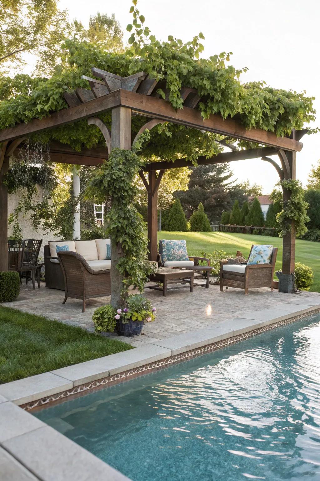 A charming pergola providing shade and style