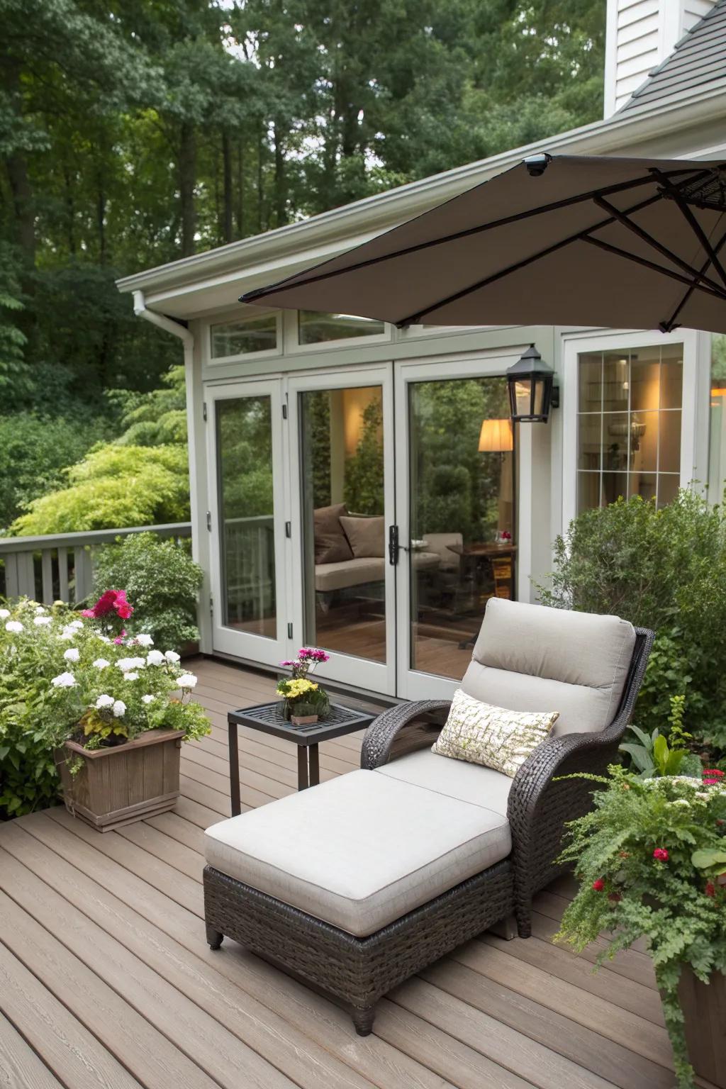Comfortable outdoor furniture for leisure and entertainment.