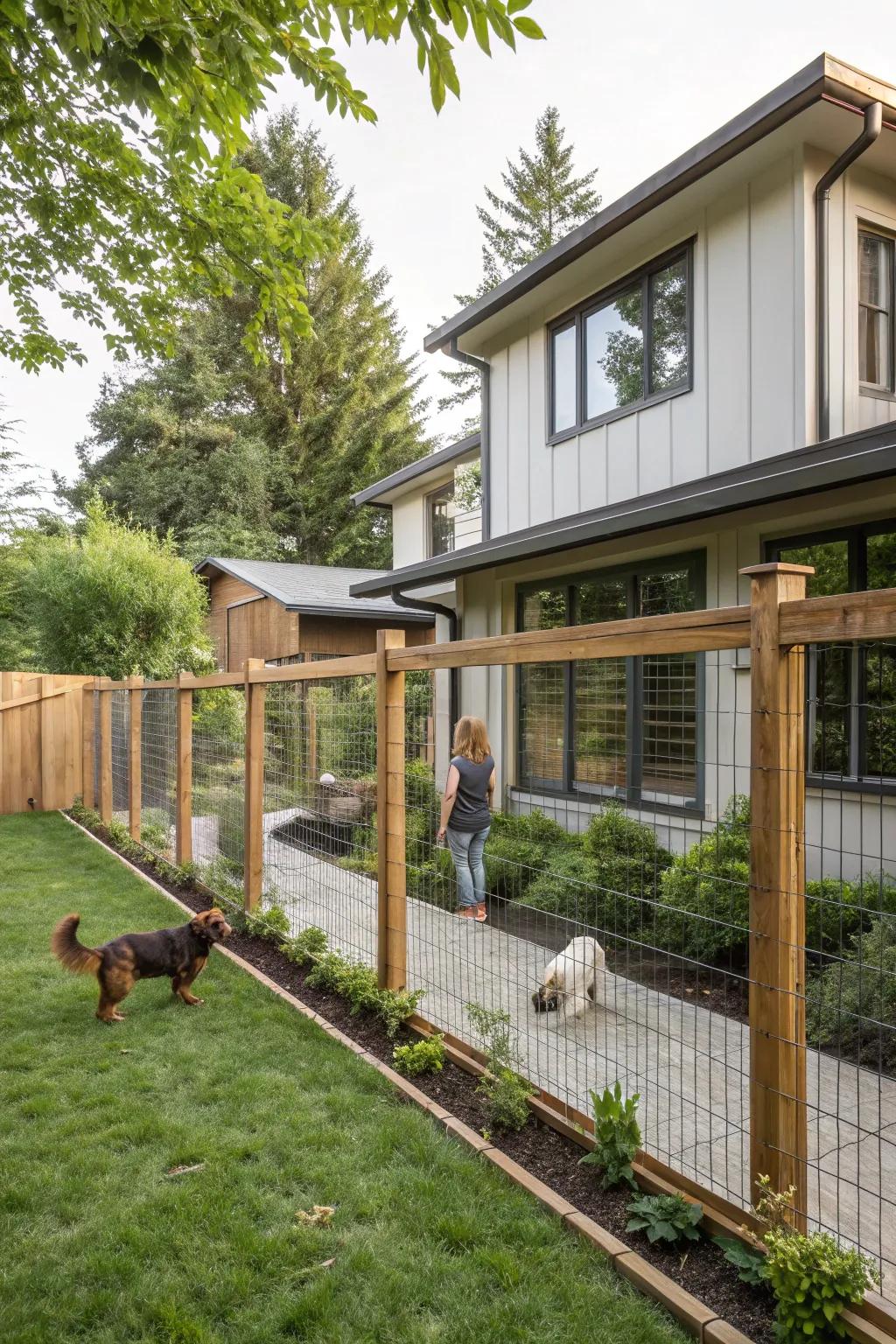 Wire mesh fence for safety and style.