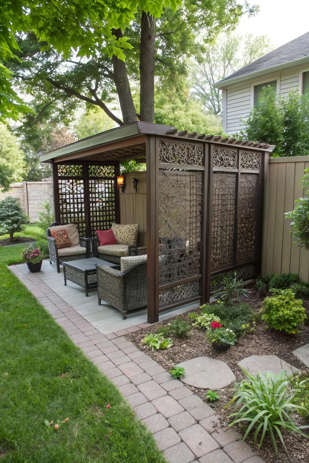 Privacy screens offer seclusion and style.