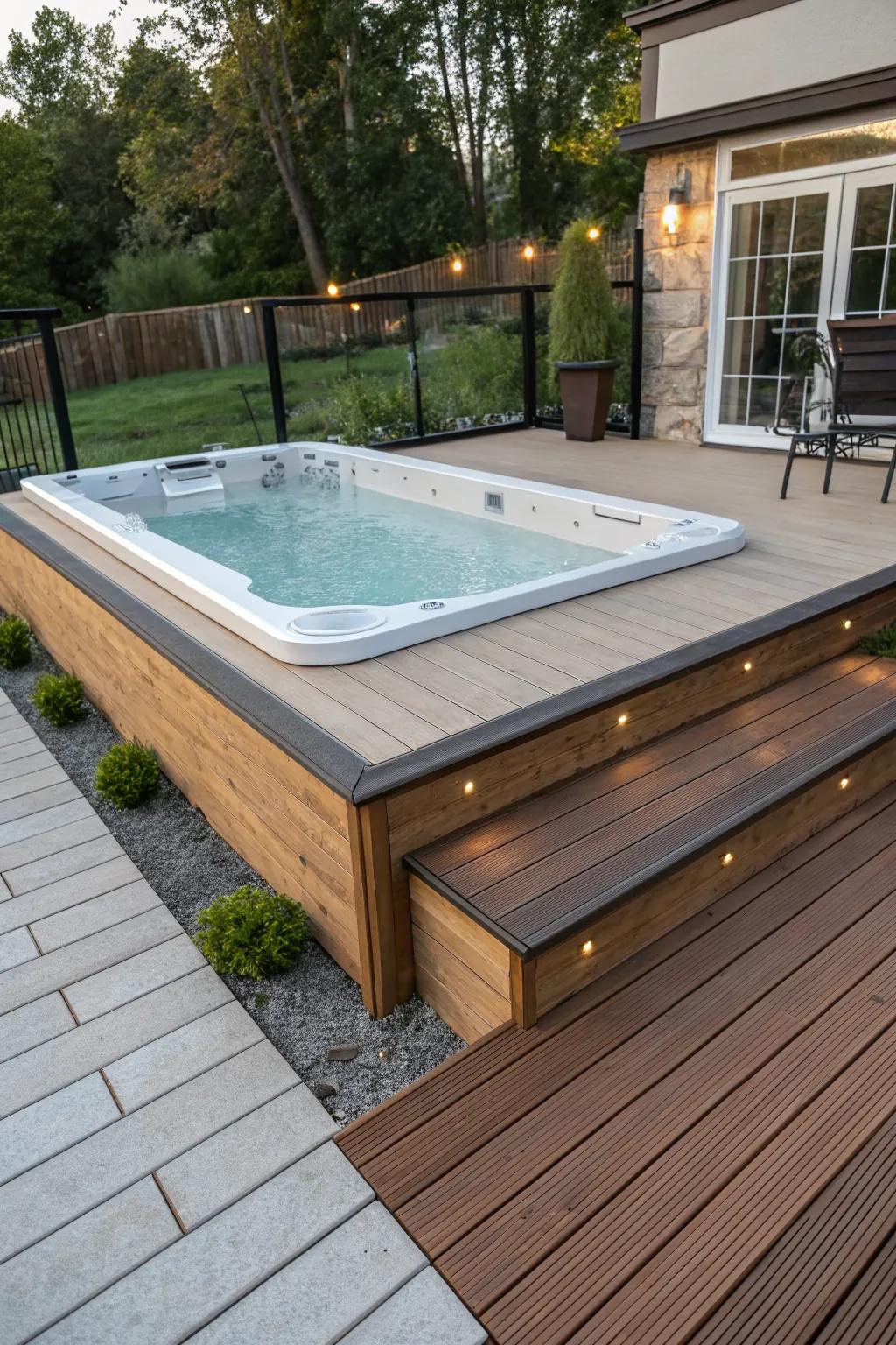 Diverse materials bring unique style and character to your swim spa deck.