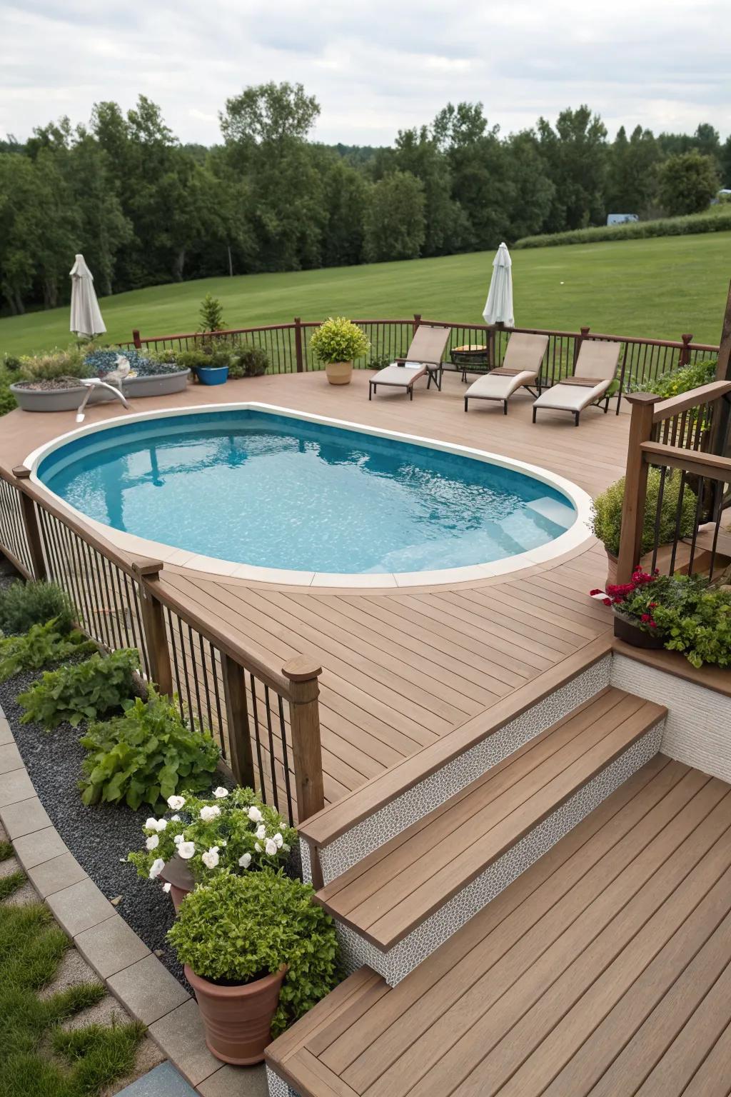 Mix materials for a deck with durability and style.